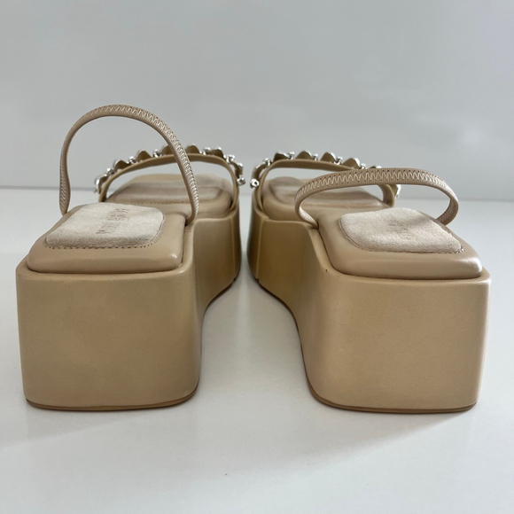 Cult Gaia Onyx Platform Slingback Sandal Silver Spiral Tan EU 38 NWOT - Picture 10 of 13